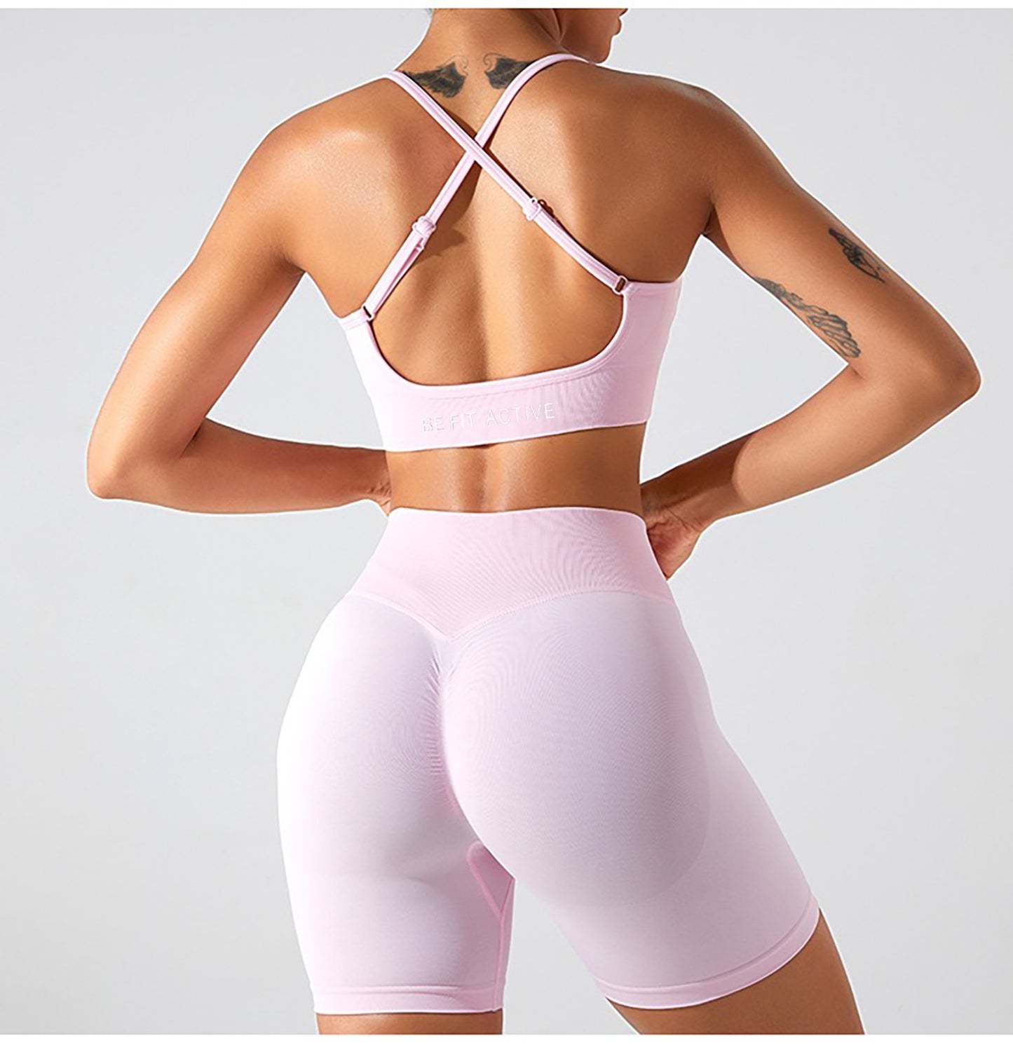 Seamless Ribbed Set – Sports Bra + Bike Shorts