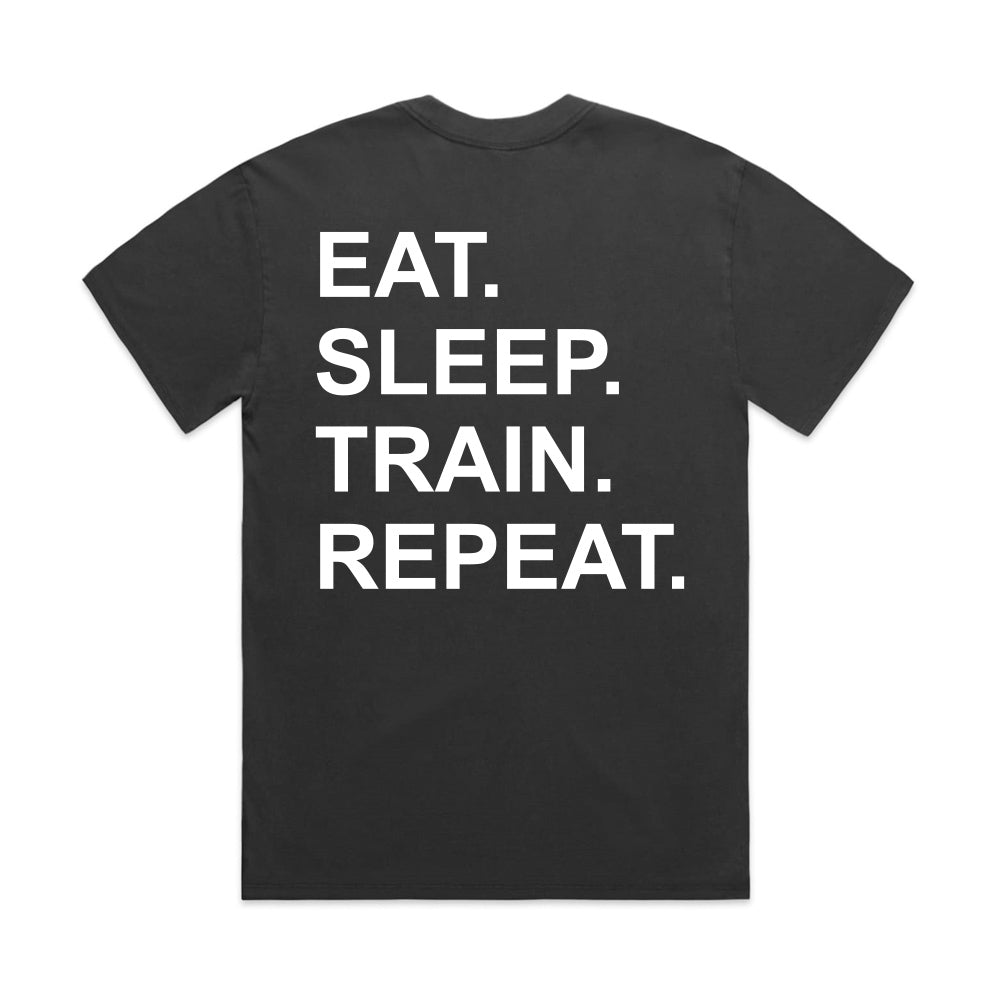 Men's ''EAT SLEEP TRAIN REPEAT'' Oversized Heavy weight Short-Sleeve T-Shirt.