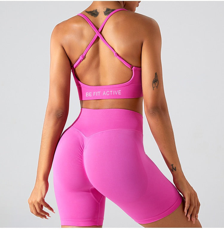 Seamless Ribbed  Set – Sports Bra + Bike Shorts