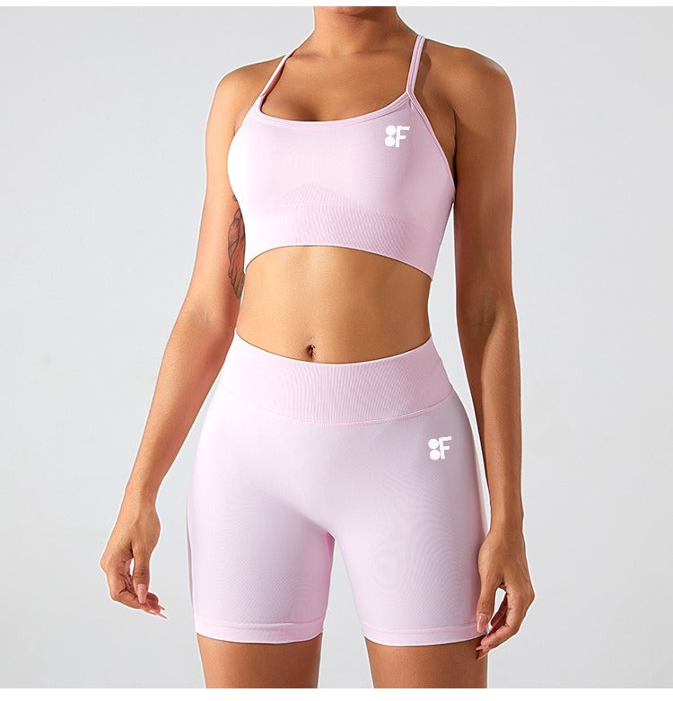 Seamless Ribbed  Set – Sports Bra + Bike Shorts