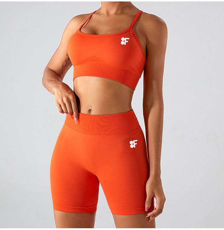 Seamless Ribbed  Set – Sports Bra + Bike Shorts